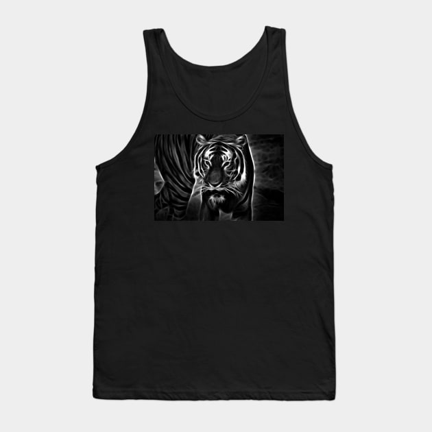 tiger, glowing tiger, black and white Tank Top by hottehue